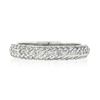 Image 4 : 14K White Gold 0.60 ctw Round Pave Diamond 3 Row Domed Stack Wedding Band Ring