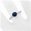 Image 3 : NEW 14K White Gold 1.30 ctw GIA Oval Sapphire Solitaire & Diamond Engagement Rin