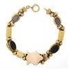 Image 5 : Antique 14K+ Gold 7" Agate Cameo Multi Shape Repousse Work Slide Charm Bracelet