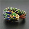 Image 2 : Vintage 18k Yellow Gold Multicolor Enamel Detailed Textured Snake Wrap Ring