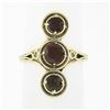 Image 1 : Antique 14k TT Gold Round Garnet Vertical 3 Station Concentric Wire Work Ring