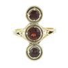 Image 4 : Antique 14k TT Gold Round Garnet Vertical 3 Station Concentric Wire Work Ring
