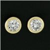 Image 3 : New 14k Yellow Gold 0.18 ctw Martini Bezel Round Brilliant Diamond Stud Earrings