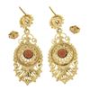 Image 5 : Vintage 14K Gold Round Brilliant Garnet Open Detailed Bead Drop Dangle Earrings