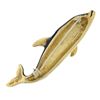 Image 3 : Vintage 14k Yellow Gold Blue & White Enamel Whale or Dolphin Pin Brooch