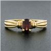 Image 2 : Simple 14K Yellow Gold Oval Prong Set Garnet w/ Grooved Sides Solitaire Ring