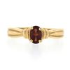 Image 4 : Simple 14K Yellow Gold Oval Prong Set Garnet w/ Grooved Sides Solitaire Ring