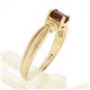 Image 7 : Simple 14K Yellow Gold Oval Prong Set Garnet w/ Grooved Sides Solitaire Ring