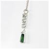 Image 5 : 14K White Gold Pear Emerald & Round Diamond Tear Drop Dangle Pendant w/ Chain