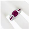 Image 3 : Sonia B. 18k Gold Cushion Pink Tourmaline Solitaire Spinel & Diamond Band Ring