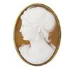 Image 1 : Vintage 18k Gold Oval Carved Shell Cameo & Twisted Wire Frame Pin Brooch Pendant