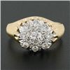 Image 2 : Men's Vintage 14K Two Tone Gold 0.80 ctw Round Diamond Brushed Finish Cluster Ri