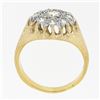 Image 8 : Men's Vintage 14K Two Tone Gold 0.80 ctw Round Diamond Brushed Finish Cluster Ri