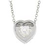 Image 7 : 18K White Gold GIA Heart Brilliant Diamond & Ruby Halo Slide Pendant Necklace