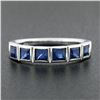 Image 2 : NEW Platinum 1.18 ctw Square Step Cut Sapphire Bezel Set Stack Wedding Band Ring