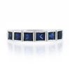 Image 4 : NEW Platinum 1.18 ctw Square Step Cut Sapphire Bezel Set Stack Wedding Band Ring