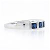 Image 5 : NEW Platinum 1.18 ctw Square Step Cut Sapphire Bezel Set Stack Wedding Band Ring