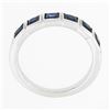 Image 8 : NEW Platinum 1.18 ctw Square Step Cut Sapphire Bezel Set Stack Wedding Band Ring