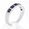 Image 9 : NEW Platinum 1.18 ctw Square Step Cut Sapphire Bezel Set Stack Wedding Band Ring