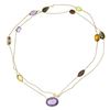 Image 3 : 14k Gold 37" Long Bezel Natural Gemstone Multicolor By the Yard Chain Necklace