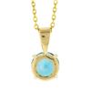 Image 2 : NEW 14k Yellow Gold 1.35 ctw Round Brilliant Blue Zircon Solitaire Pendant & Cha
