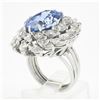 Image 9 : Platinum Handmade GIA Ceylon NO HEAT Oval Sapphire & Marquise Diamond Halo Ring