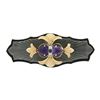 Image 1 : Antique 18k Gold Amethyst & Diamond Carved Camphor Glass Black Onyx Pin Brooch