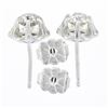 Image 5 : NEW 14K White Gold 0.76 ctw European Diamond Buttercup Prong Flower Stud Earring
