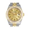Image 2 : Rolex Mens 2 Tone Champagne Index Pyramid Diamond Bezel Datejust Wristwatch With