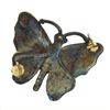 Image 4 : Vintage 14K Yellow Gold Colorful Petite Butterfly Brooch Pin w Florentine Finish