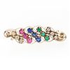 Image 4 : Antique Arts & Crafts 14k Gold GIA Sapphire Ruby & Emerald Swirl Leaf Brooch Pin
