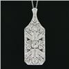 Image 3 : Antique Art Deco Platinum 4.37 ctw Old European Diamond Large Dinner Pendant Cha