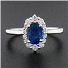 Image 3 : NEW 14K Gold 1.58 ctw GIA NO HEAT Oval Prong Sapphire Diamond Halo Engagement Ri