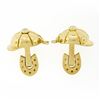 Image 3 : Piaget 1993 18k Gold Bezel Diamond Jockey Cap Horse Shoe Swivel Back Cuff Links