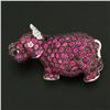 Image 2 : Estate 18k Gold Vivid Red Ruby & Diamond Hippo Hippopotamus Brooch Pin Pendan