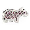 Image 3 : Estate 18k Gold Vivid Red Ruby & Diamond Hippo Hippopotamus Brooch Pin Pendan