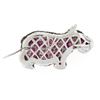 Image 4 : Estate 18k Gold Vivid Red Ruby & Diamond Hippo Hippopotamus Brooch Pin Pendan