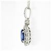 Image 5 : NEW 14k White Gold 2.62 ctw Oval Tanzanite & Diamond Halo Pendant w/ 18" Chain