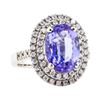 Image 2 : 4.75 ctw Tanzanite And Diamond Ring - 14KT White Gold