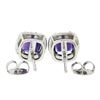 Image 2 : 18K White Gold 2.93 ctw Cushion Royal Purple Amethyst & Diamond Halo Stud Earrin