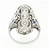 Image 7 : Antique Art Deco 18k Gold 1.13 ctw European Diamond Sapphire Etched Dinner Ring
