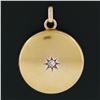 Image 2 : Antique 14k Yellow Gold Old Cut Star Pave Diamond Polished Round Locket Pendant