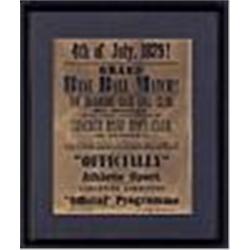 7/4/1879 Framed Baseball Broadside Advertisement