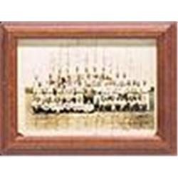 1932 Framed NY Yankees Team Signed Photo w/ Ruth & Lazzeri That Hung In Bill Dickey's House (World C