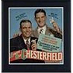 1946 Framed Chesterfield Bill Dickey & Mel Ott Cardboard Advertising Sign