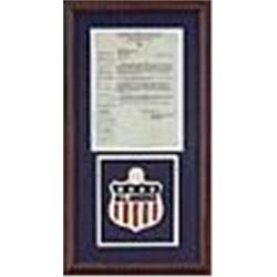 1933 Framed Bill Dickey's Personal All-America Insignia & Letter That Hung In Dickey's House (JSA)