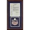 Image 1 : 1933 Framed Bill Dickey's Personal All-America Insignia & Letter That Hung In Dickey's House (JSA)