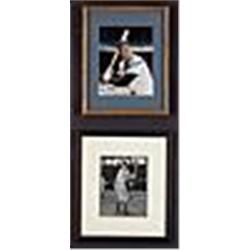 Framed Mickey Mantle & Stan Musial Autographed Photos From Bill Dickey's House (2) (JSA)