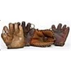 Early 1930s Babe Ruth Home Run Special & Lou Gehrig Model Baseball Gloves (4)