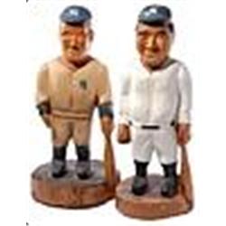Babe Ruth & Mickey Mantle Folk Art Carved Wood Statues (2)